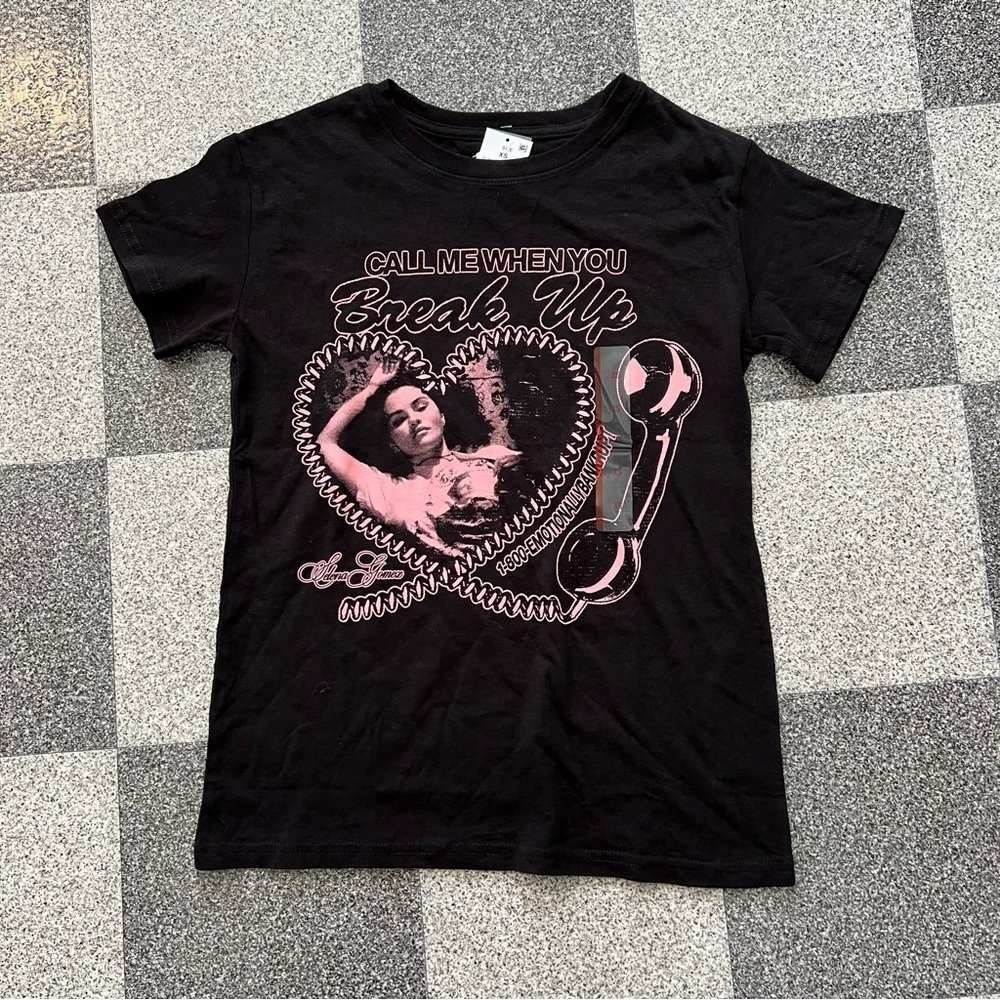NWT Selena Gomez " Call Me When You Break Up" Black T- Shirt Size (XS) - Picture 2 of 6